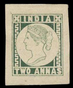 1854, Essay of Queen Victoria, 2 a. in green. Fine, Rare.