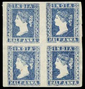 1854, Lithograph ½ a., Die I, unused Block of 4, SG 2. Fine, Scarce.