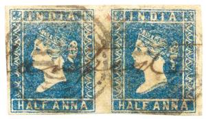 1854, Lithograph ½ a., SG3, Die I, pair cancelled by Type 7, good margin, right stamp eye 