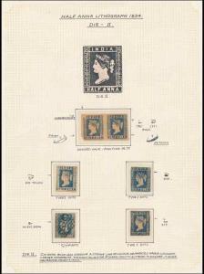 1854, Study of Lithographs, ½ a. of Die II, Blue shades and varieties including eye retouc