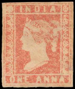 1854, Lithograph, 1 a., Mint Hinged, very close cut to margins.