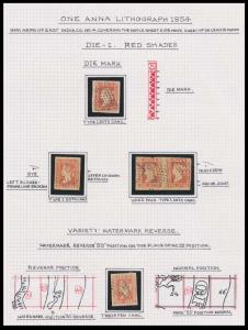 1854, Study of Lithograph, 1 a., mounted on exhibition sheet, Red shades and varieties inc