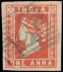 1854, Lithograph, 1 a., Die III, Red, SG 15, cancelled by Type 4 numeral “55” Khandala in 