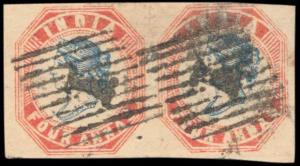 1854, Lithograph, 4 a. pair, 4th Printing, wide to very wide margins from either side, clo