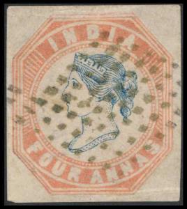 1854, Lithograph, 4 a. cut to shape with backing, Head Die I, Frame Die I, SG 17, cancelle