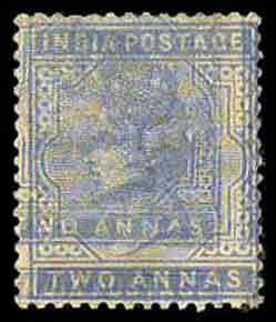 1882, Queen Victoria, 2 a., blue double impression, SG 92a., certified by Sergio Sismondo,