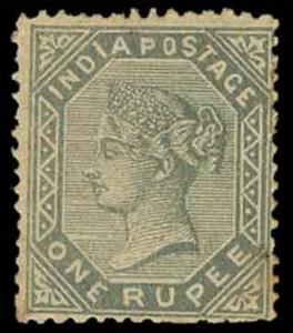1882-90, POSTAL FORGERY of 1R. This stamp was successfully forged until discovered and rep