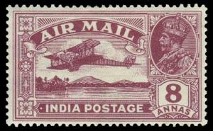 1929, King George V, 8 a., Airmail, SG 224a, with “MISSING TREE TOP” variety. Mint.