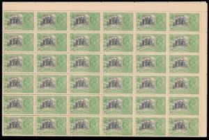 1935, King George V, ½ a., Silver Jubilee complete sheet of 144 stamps, folded, MNH. Fine.