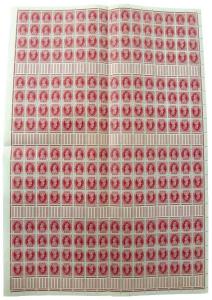 1940, King George VI, 1 a., carmine, SG 250a, complete sheet of 256 Stamps with 64 pairs o
