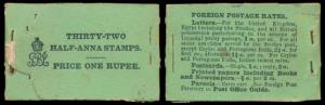 1911, King George V, 1R, SB3b, booklet of originally 32 stamps of ½ a., SG 149 in blocks o