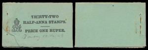 King George V, 1R., SB7a, booklet of originally 32 stamps of ½ a., SG 155 in blocks of 4, 