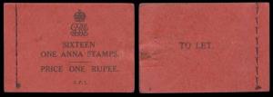 1937, King George VI, 1R., SB22, booklet of originally 16 stamps of 1 of a., SG 250 in blo