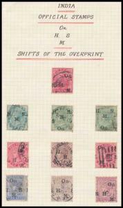 Queen Victoria, lot of 10 Official, used stamps, with optd., On H. M. S., Error: Major shi