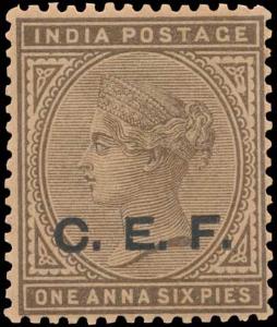 1900, Queen Victoria 1a. 6p., Sepia optd. C.E.F., SG C10c, Mint Hinged, Toned Gum. Fine, S