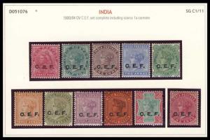 1900-04, Queen Victoria, C.E.F., complete set of 11 stamps including the scarce 1 a. carmi