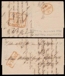 1844, Entire, ship letter from Calcutta to London, “CALCUTTA / G.P.O./ SHIPLETTER / 11 MAY