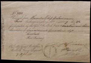 1855, Bullock Train receipt No. 2883 dated 7th April ’55 for two packages weighing 7 mound