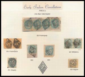 A fine collection of Early India Cancellations, from the famed Renouf Collection. The lot 