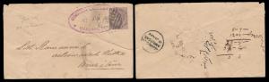 1886, Cover from Poona to Amritsar bearing Queen Victoria, 1 a, tied by “R.M.S” (Type 138a