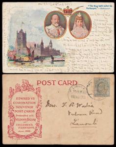 1903, King Edward VII, Coronation Souvenir Post Card, presented with Weldon’s Bazaar of Ch