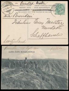 1906, PPC to Switzerland depicting Kate’s Point, Mahableshwar; reverse bearing King Edward