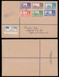 1937, Registered Air Mail, from Calcutta to London, bearing King George VI stamps of 2as, 