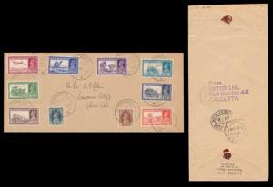 1937, King George VI, set of 10 stamps, (SG 247,248, 251-258) on cover tied by First Day o