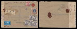 1943, Red Cross cover, Registered mailed to IRC Geneva, franked with King George VI, five 