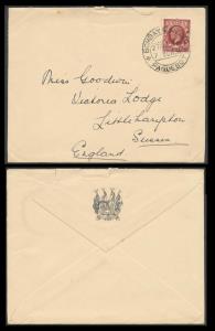Cover to England bearing stamp of “Three Half Pence”, of UK tied by “BOMBAY FOREIGN/PAQUEB