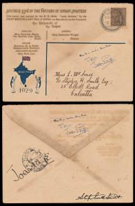 1929, FFC carried by Joan Page First British Lady Pilot of India, (ISC 29-50) Dum Dum —Nai