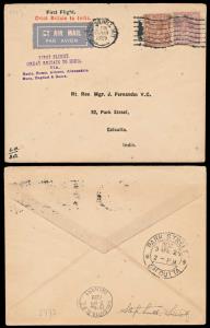 1929, FFC Great Britain to India via Basle, Rome, Athens, Alexandria, Gaza, Bagdad and Bas