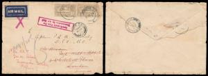 1930, Air Mail cover to London then redirected to Dar-Es-Salaam. A double weight cover fra