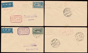 1935, set of two, Demonstration Flight covers of first direct Air Mail, Bombay-Calcutta (I