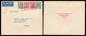 Lot of 4 Air Mail covers, three to England and one to Switzerland bearing various King Geo