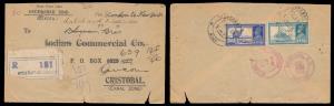 1939, Registered Air Mail cover to Canal Zone (former unorganized US Territory) bearing Ki