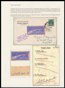 1937, Rocketgram Indian Airways, card with vignette in blue and red tied with “Carried by 