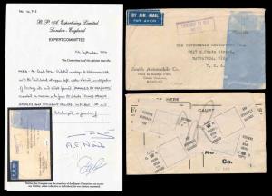 1937, Cyngus Crash cover from Bombay to USA, stamps washed off, water stained, small porti