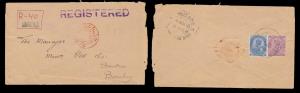 1918, India used Iran, Registered Cover from Ahwaz to Bombay, bearing round Passed / 13 / 
