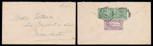 1919, Cover from Calcutta to UK bearing King George V, three ½ a. and ½ a. “Bombay War Fun