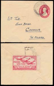 1946, King George VI, 1a. PSE from Bangalore to Coonoor. Reverse shows 1a. “MADRAS/WAR FUN