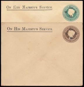 1895-1902, Lot of 2 Envelopes, Queen Victoria, ½ a., On Her Majesty’s Service (PV#OEN1) an