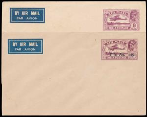 1930, Air Mail Envelopes, 8a. violet on white and 7 ½ a on 8a. (PV#AEN1/2). Mint, Fine. (2