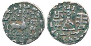 Kunindas, Amoghabhuti (c. 200 BC), Silver Drachma, 2.06g, obv. deer standing to right with
