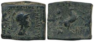 Indo-Greeks, Menander I (c. 160-145 BC), Copper Di-Obol, 40.55g, bust of the king to right