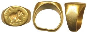 Ancient Signat Ring/Seal, Satavahana Elephant (c. 100 AD), 17.46g, plain band with an oval