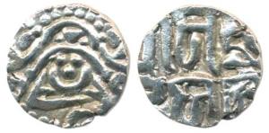 Kalachuris of Tripuri, Gangeya Deva, Base Gold 41/2 Masha, 3.90g, obv. seated goddess Laks