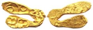 Shilaharas of Kolhapur, Gold U-Shaped Fanam, 0.52g, three punches, two with Kannada Shri a