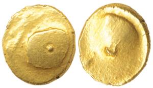 South Indian, Anonymous, Gold ½ Pagoda also known as Gold Bele, 1.69g, obv. a boat like un