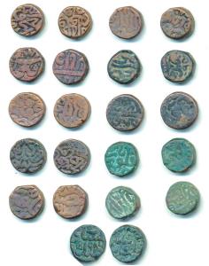 Akbar (AH 963-1014, 1556-1605 AD), Copper Dam (11), 8 different Mints, Ajmer, AH 980; Agra